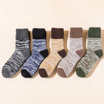 Срещу Студения Сняг Плюс Кадифе зимни кашмир топли мъжки мъжки чорапи Супер дебели обикновена чорапи от Мериносового памук Ежедневни чорапи за щиколотку