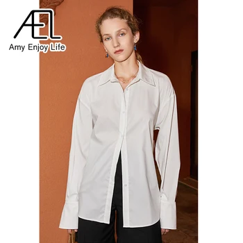 AEL Риза с отворена на гърба на Женската лятна бяла дантела лък с дълъг ръкав Причинно-следствена блуза Модни градинска облекло