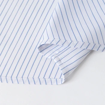 Мъжки класически ризи на райета с незакопчан яка и дълъг ръкав, без джобове, Официална бизнес стандартна офис риза без бръчки