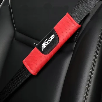 Калъф за раменни накладки предпазен колан на автомобила от изкуствена кожа за Ford Fiesta Калъф за колан за безопасност Червени Автомобилни Аксесоари За интериора и Аксесоари за шофиране