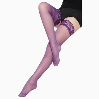 1 Чифт женски отглеждане секси Прозрачни Дантелени Чорапи до бедрата Мрежа за жени, Дамски чорапи Розово Лилаво Кожа, Червен