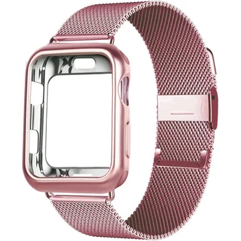 Калъф+каишка за Apple Watch каишка 44 мм 40 мм 38 мм 42 мм Магнитен контур Метална верижка от неръждаема стомана кореа iWatch серия 5 4 3 Se 6