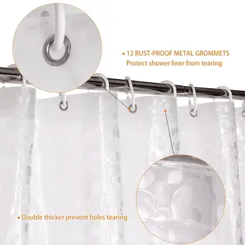 Нова Мода 3D EVA Прозрачен Водоустойчив Завеса за душ с петна от едро смляно брашно Завеси за душ за баня Домашен Хотел
