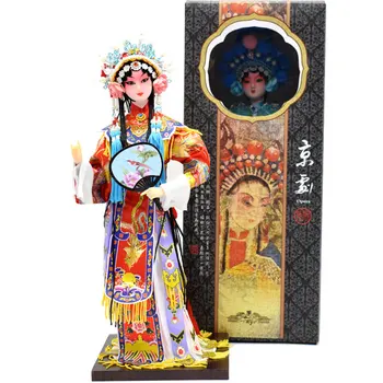 Пекинската опера грим за лице кукла 12 см Пекин коприна човек сувенир китайски специален подарък