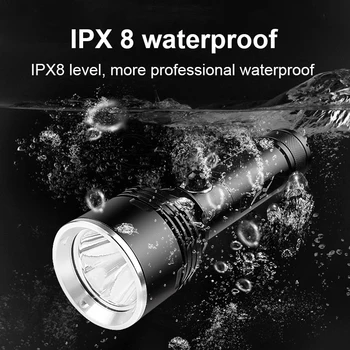 Най-професионално led Фенерче за гмуркане XHP100 Мощни Подводни Лампи IPX8 Водоустойчива Акумулаторна Фенерче за гмуркане XHP90.3