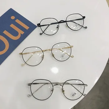 VWKTUUN Метална кръгла Реколта рамки за оптични очила Дамски рамки за очила с късогледство Ретро Анти-сини Светлинни очила Дамски очила за четене