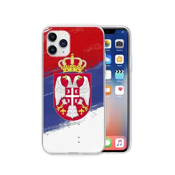 Калъф за мобилен телефон с Флага на Сърбия за iPhone 13 Mini 12 11 Pro Max Xr Xs X 8 7 Plus Se 2020 Прозрачен Калъф