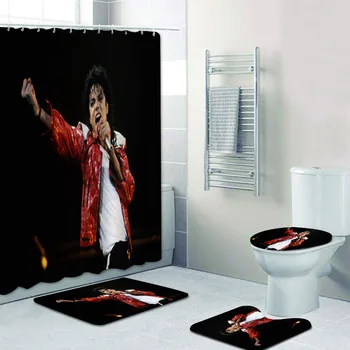 Обичай Майкъл Джексън Начало Декор на Майкъл Джексън Завеси за душ Завеси за баня, Постелки Мат Аксесоари за тоалетна 180 x 200