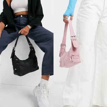 2020 Нова найлон дамска чанта-франзела, чанта в английски стил, дамска чанта на рамото, Дизайнерска дамска чанта, Елегантен широк колан