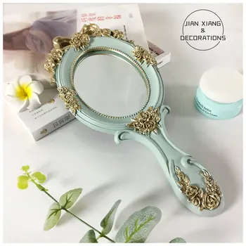 Сладък Творчески Реколта Ръчни Огледала За Грим Огледало за суета Джобно Огледало с дръжка за подарък