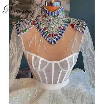 2022 Къси вечерни рокли, коктейлни Арабски Елегантни мъниста Рокли за бала Vestidos De Fiesta Couture с дълги ръкави-Секси вечерна рокля