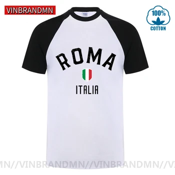 Реколта тениски Roma, Italia мъжки забавни тениски с Римски флага на Италия Тениска Vinbrandmn Ретро Дизайн Италиански ризи ITA Nation Team тениски, Потници