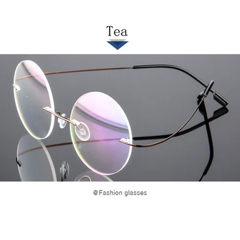 Рамки за оптични очила Дамски рамки за очила за мъже Кръгли титанов очила без рамки Рамки за очила със синя светлина, Принудителна очила Очила