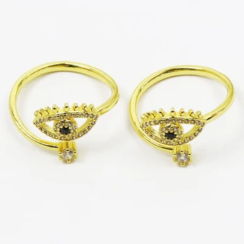 10 бр. Циркон очите пръстени Златни пръстени, пръстени Регулируеми бижута пръстени за жени crystal модни бижута за дами 8434