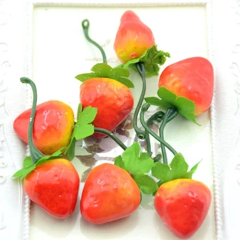 10 бр. изкуствени моделиране ягоди плодове бижута сватба, семеен, кухненска маса декорации DIY кошница с плодове за декорация