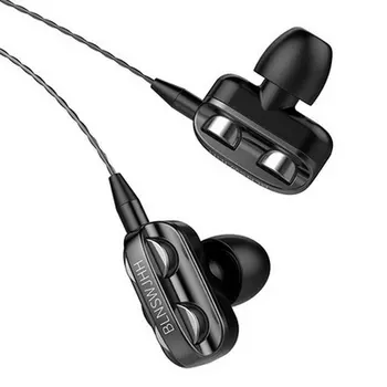 Слушалки Стерео 3D Двойна Водача Музикални Слушалки Силен Бас Hifi Спортни Слушалки в ушите Слушалки За Смартфони Конфигуриране на Жичен